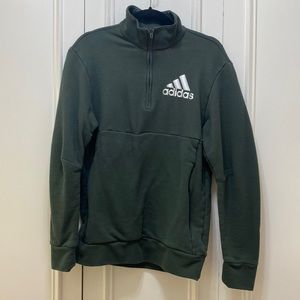 Adidas dark green half zip pullover